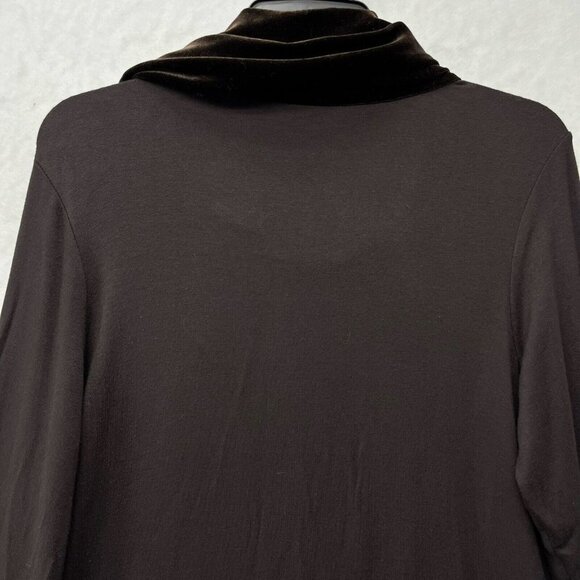 Zenergy Chico's Tops Womens Sz 1 Brown Animal Print Velvet Cowl Neck Long Sleeve - Picture 11 of 12